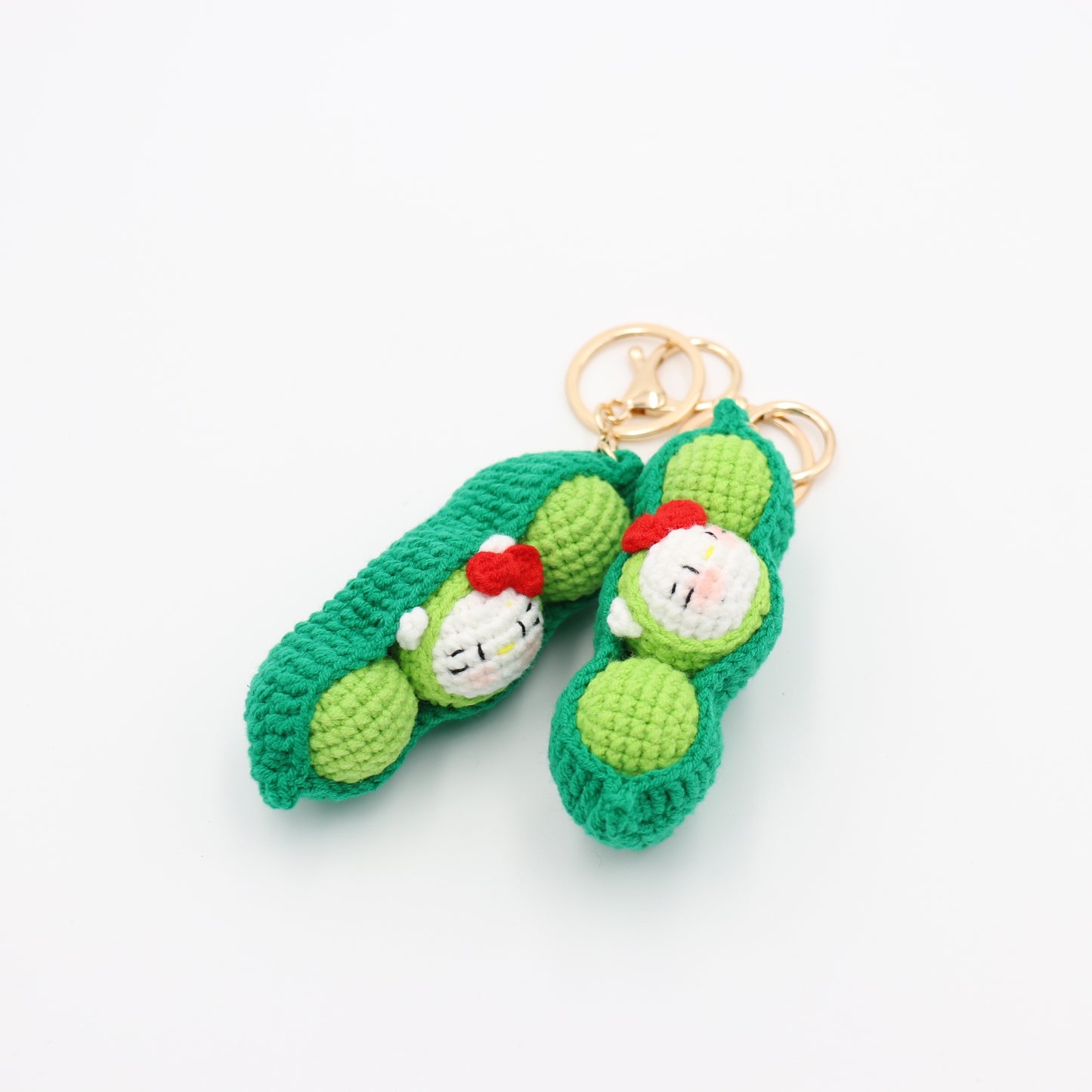 Hand-Crochet Green Pea Keychain