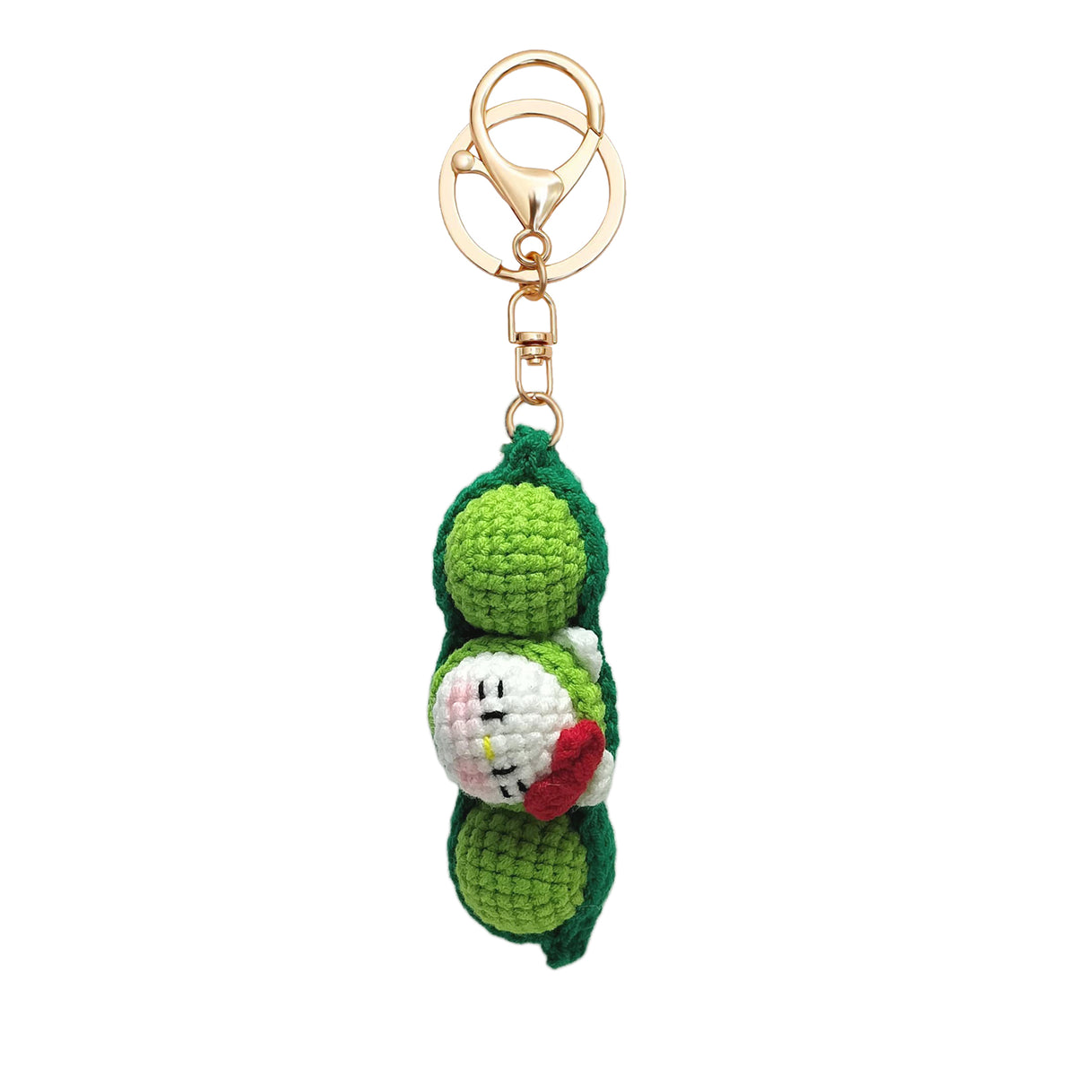 Hand-Crochet Green Pea Keychain