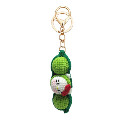 Hand-Crochet Green Pea Keychain