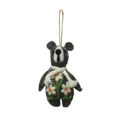 Hand-Felted Wool Bear Ornament