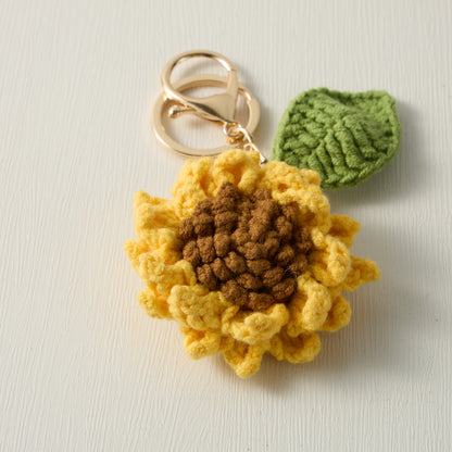 Sunshine Bloom: Hand-Knitted Sunflower Keychain for a Bright Touch