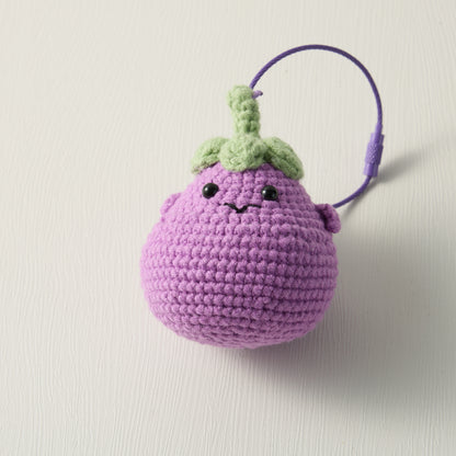 Plum Purple: Hand-Knitted Eggplant Keychain for a Touch of Elegance