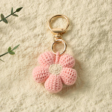 Load image into Gallery viewer,  Analyzing image     Hand-Knitted-Pink-Flower-Keychain
