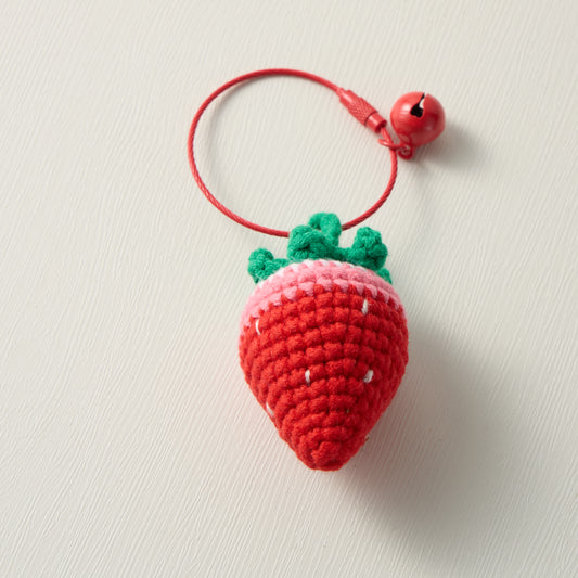Hand-Knitted-fruits-strawberry-Keychain