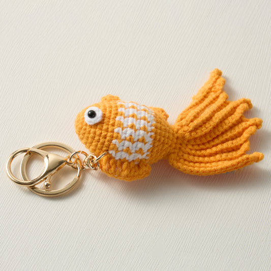Hand-Knitted-gold-fish-Keychain