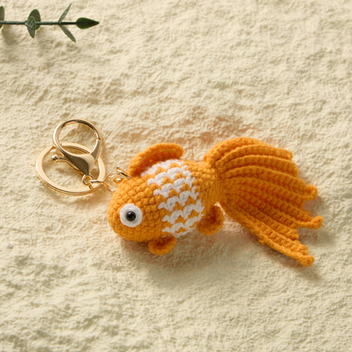 Hand-Knitted-gold-fish-Keychain