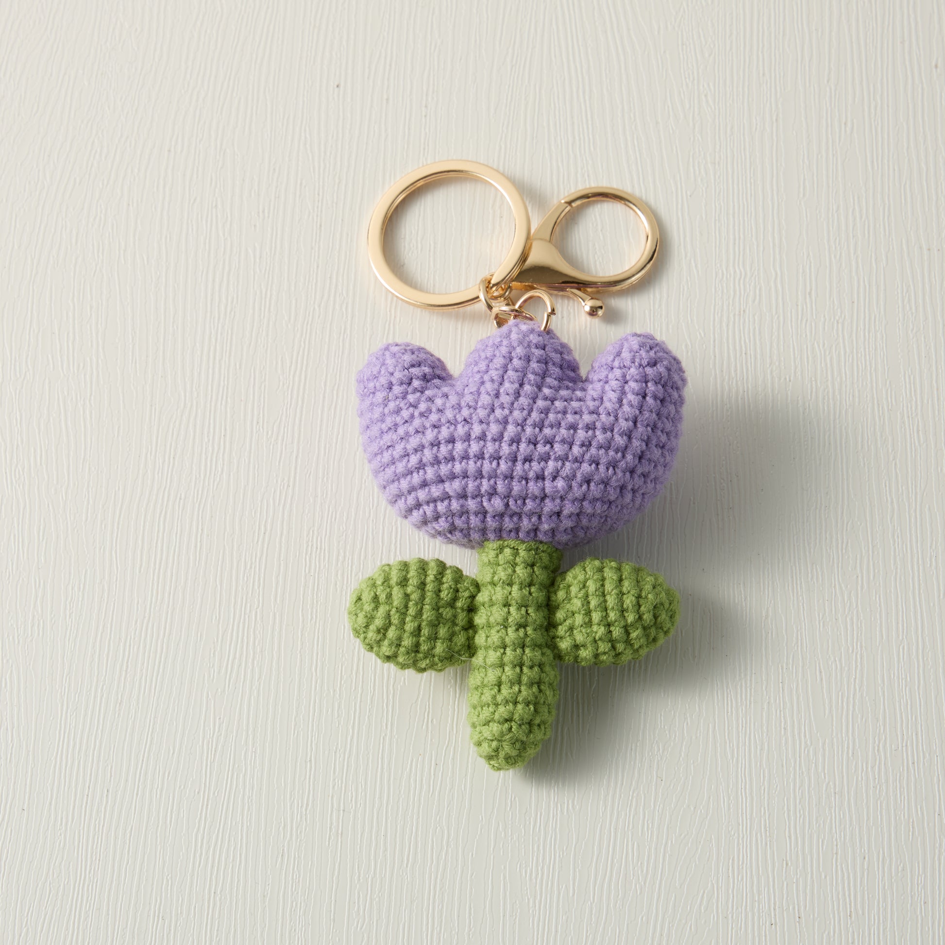 Hand-Knitted-Tulip-purple-Flower-Keychain