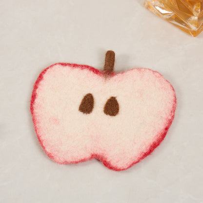 Hand-craft Wool Felt Fruits Coasters - Avocado, Apple, Kiwi, Lemon