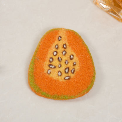 Hand-craft Wool Felt Fruits Coasters - Avocado, Apple, Kiwi, Lemon