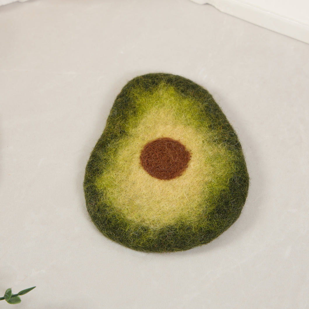 Hand-craft Wool Felt Fruits Coasters - Avocado, Apple, Kiwi, Lemon