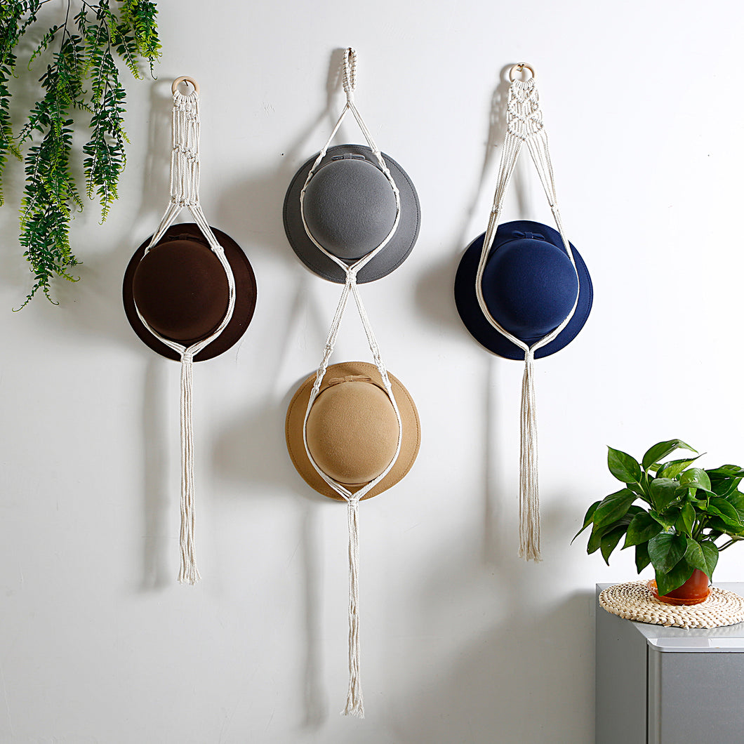 Hand-woven-Hat-Storage-Display-Stand-Macrame-Wall-Hanger-Set