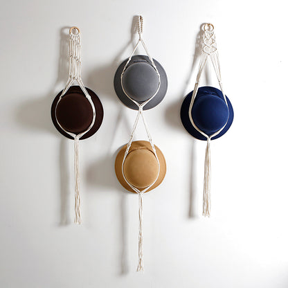 Hand-woven-Hat-Storage-Display-Stand-Macrame-Wall-Hanger-Set