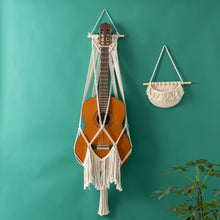 Load image into Gallery viewer, Handcrafted Macrame Ukulele Guitar Display Stand hanger Wall Hanging

