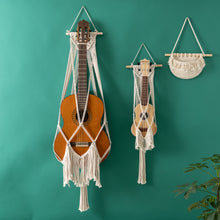 Load image into Gallery viewer, Handcrafted Macrame Ukulele Guitar Display Stand hanger Wall Hanging

