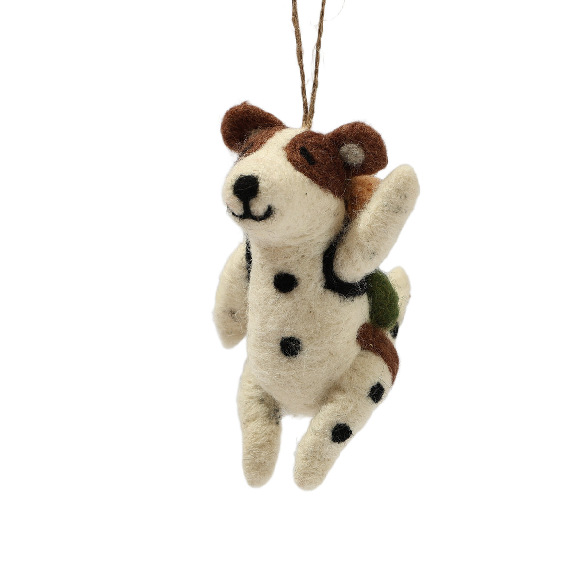 Hiking Dog Felt Ornament - Handmade in Nepal