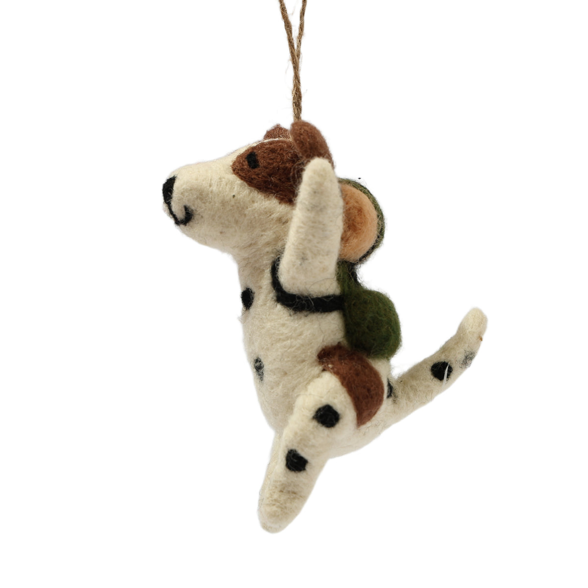 Hiking Dog Felt Ornament - Handmade in Nepal