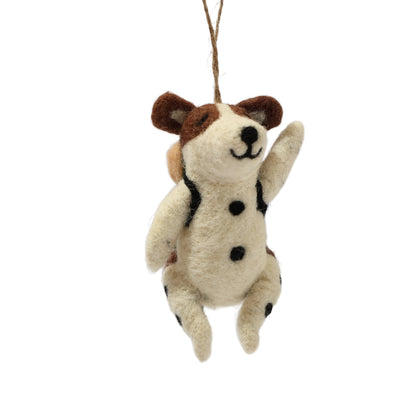 Hiking Dog Felt Ornament - Handmade in Nepal