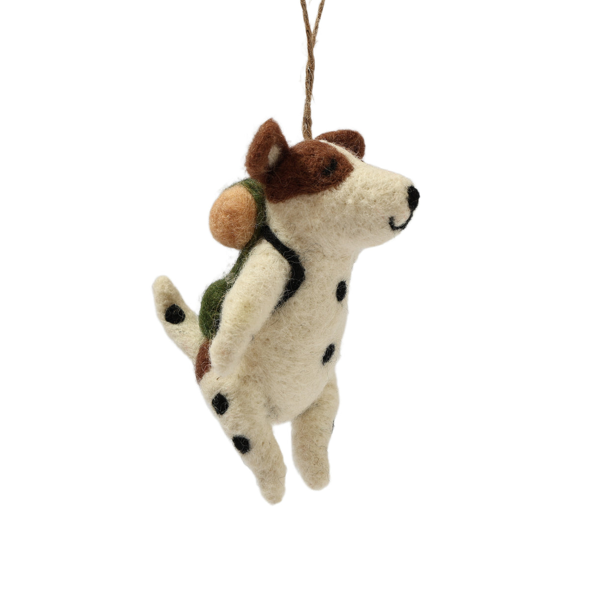 Hiking Dog Felt Ornament - Handmade in Nepal
