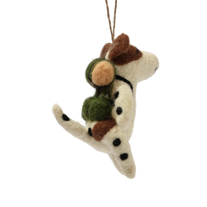 Hiking Dog Felt Ornament - Handmade in Nepal