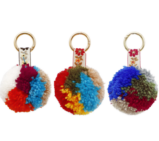 Yarn Pom pom Keychain