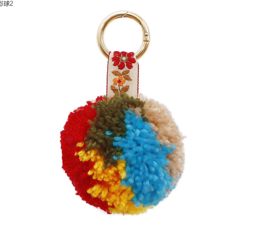 Yarn Pom pom Keychain