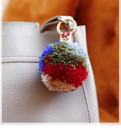 Yarn Pom pom Keychain
