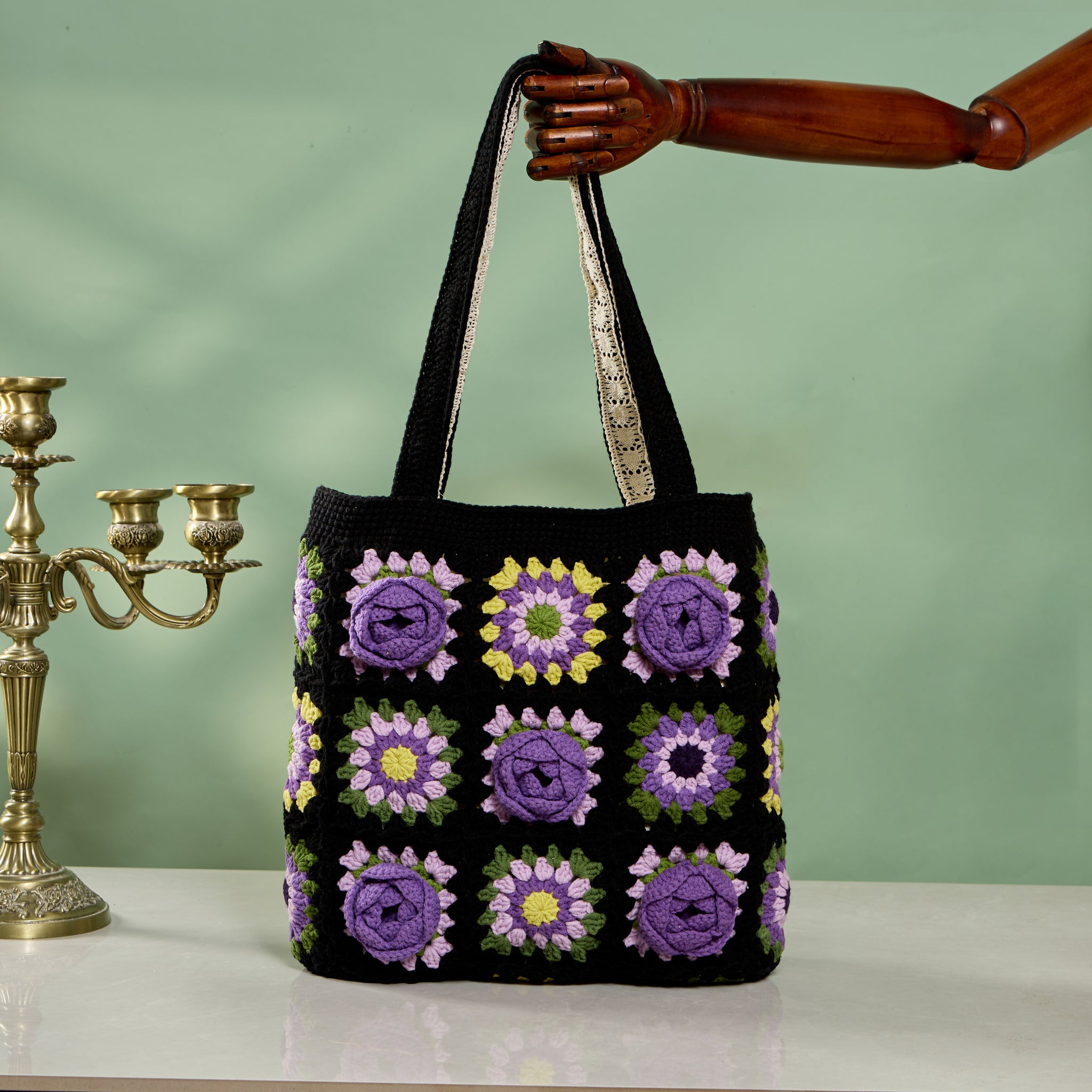 Handmade Granny Square Crochet on sale Shoulder Bag