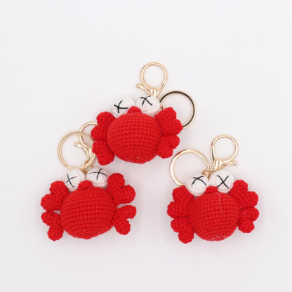 Handmade Crochet Crab Keychain – Red Ocean Bag Charm
