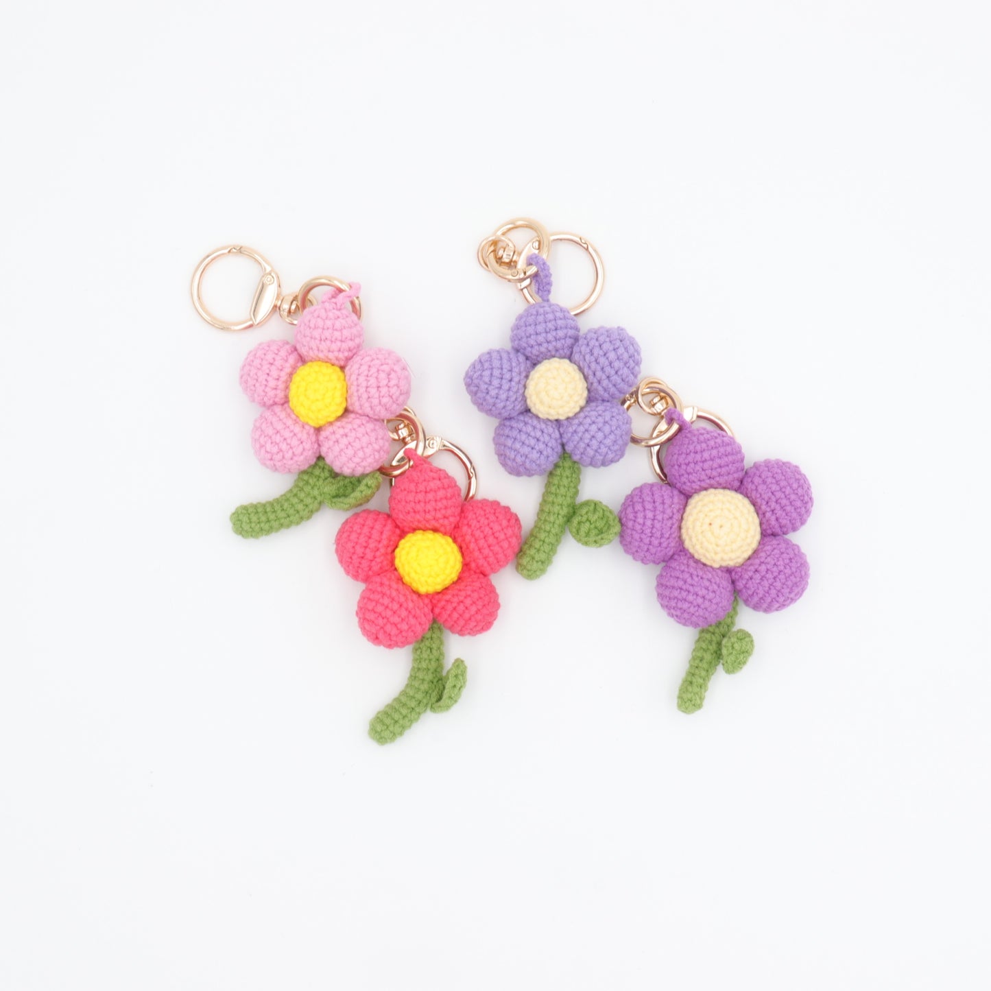 Handmade Crochet Flower Keychain – Cute Floral Bag Charm