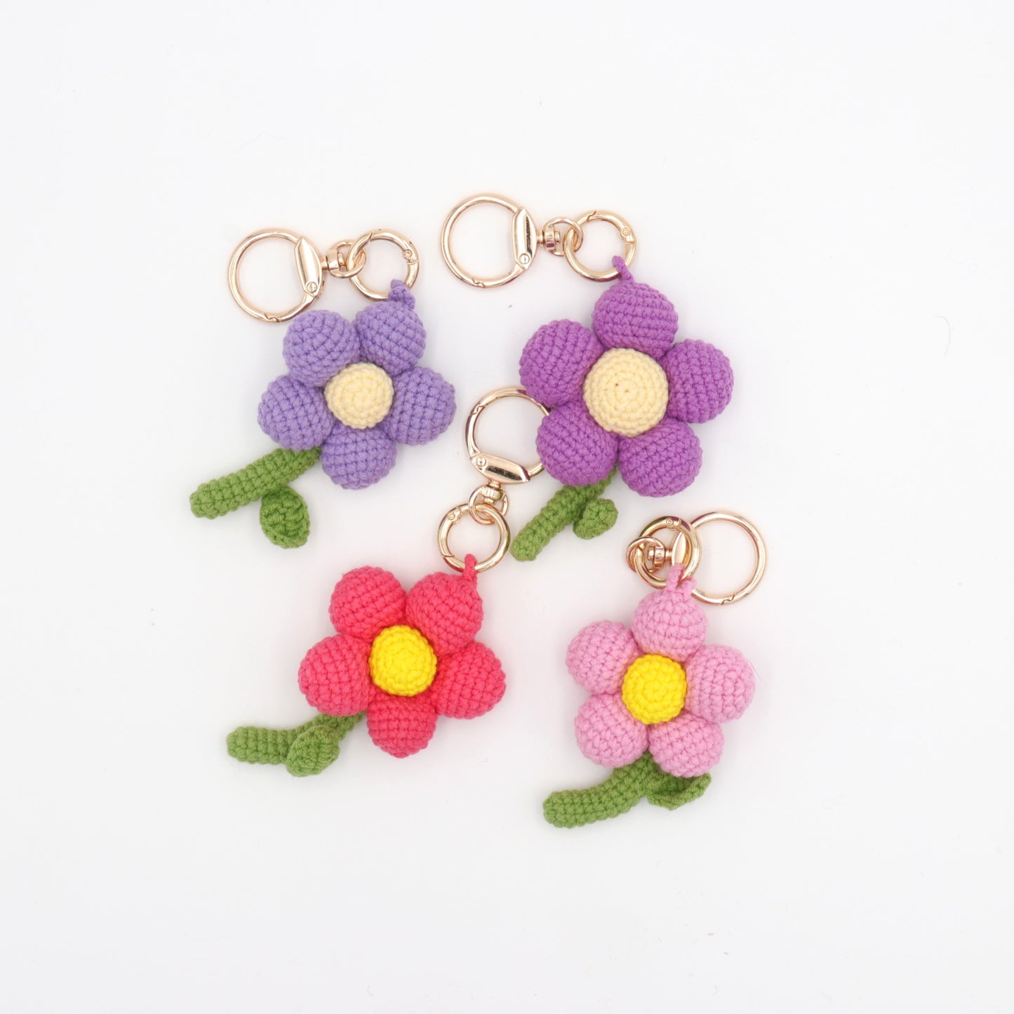 Handmade Crochet Flower Keychain – Cute Floral Bag Charm