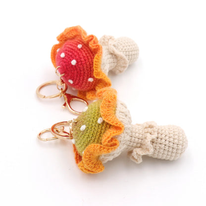 Handmade Crochet Mushroom Keychain – Woodland Toadstool Bag Charm