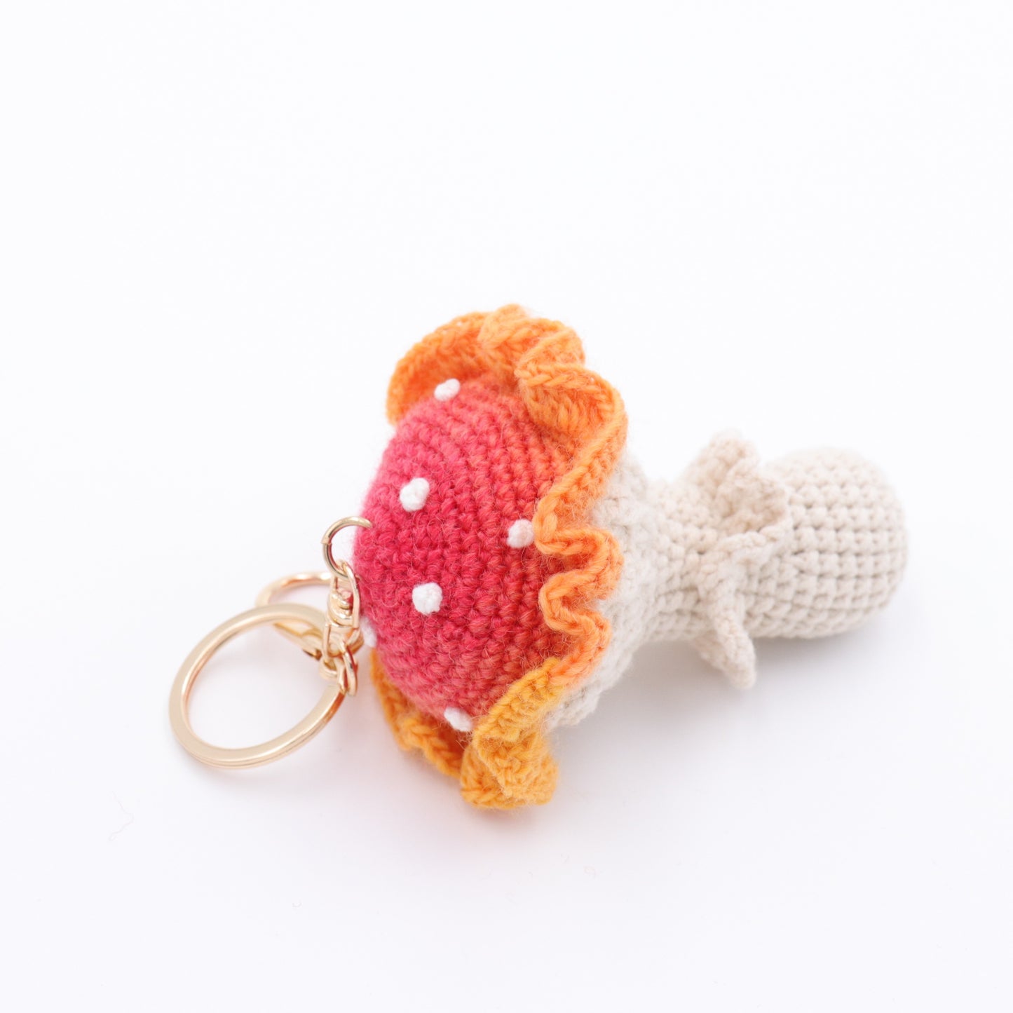 Handmade Crochet Mushroom Keychain – Woodland Toadstool Bag Charm