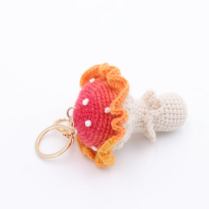 Handmade Crochet Mushroom Keychain – Woodland Toadstool Bag Charm