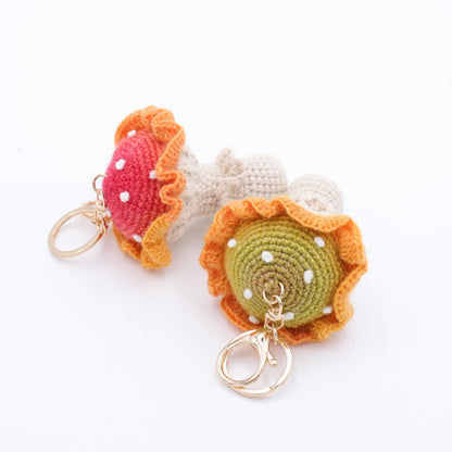 Handmade Crochet Mushroom Keychain – Woodland Toadstool Bag Charm