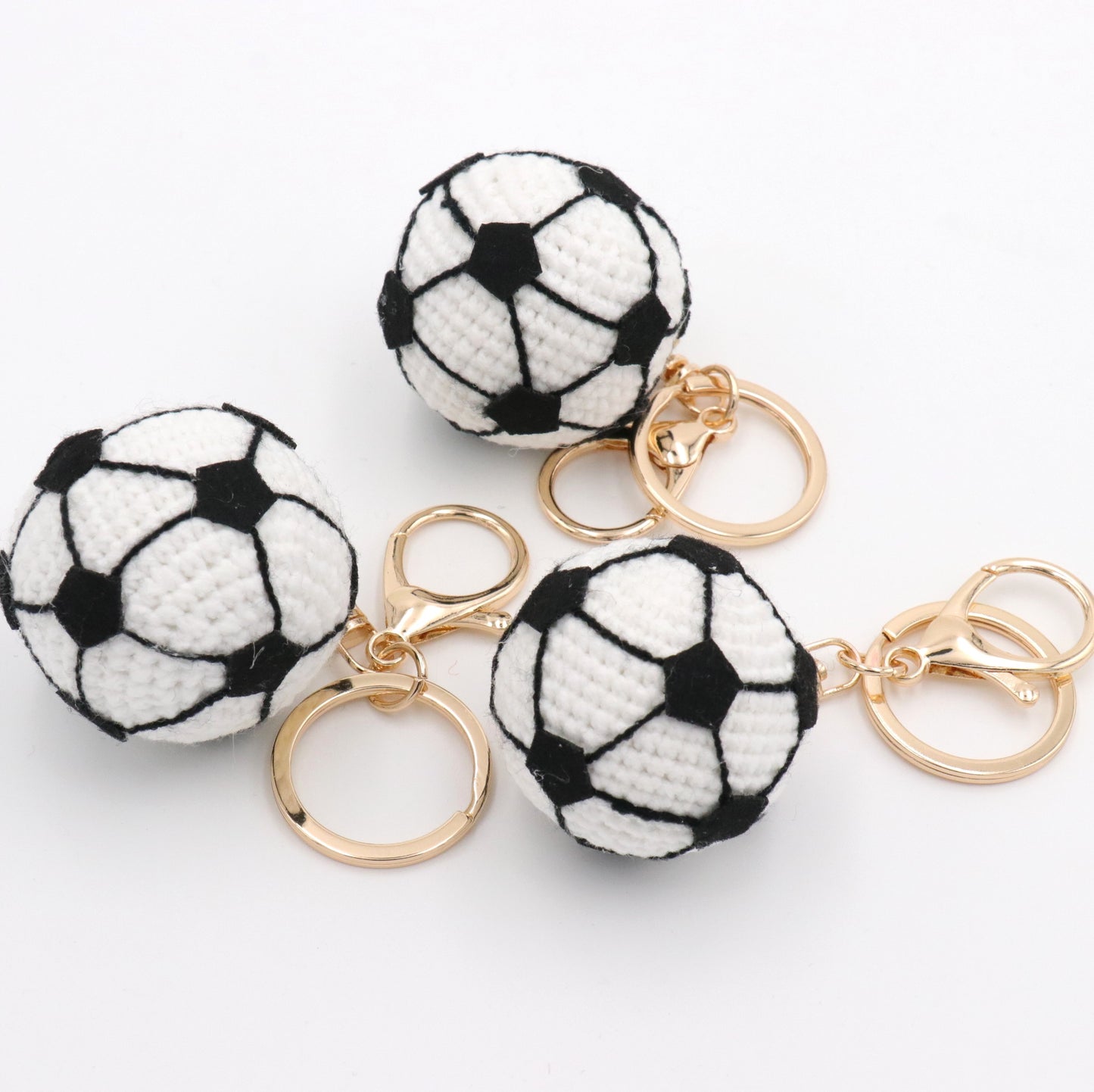 Handmade Crochet Soccer Ball Keychain – Mini Football Bag Charm