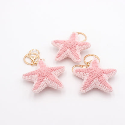 Handmade Crochet Starfish Keychain – Pink Ocean Bag Charm