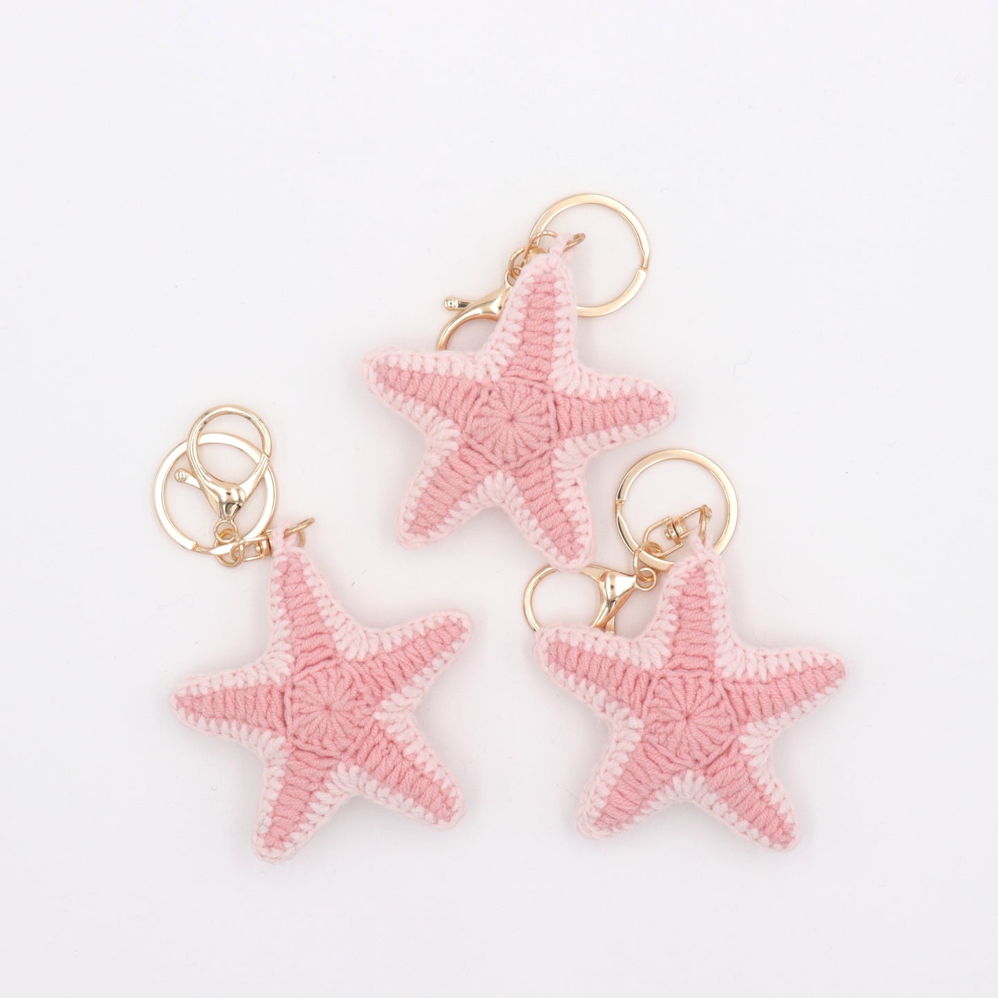 Handmade Crochet Starfish Keychain – Pink Ocean Bag Charm