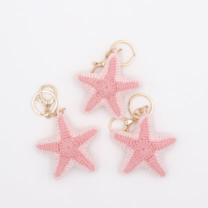 Handmade Crochet Starfish Keychain – Pink Ocean Bag Charm