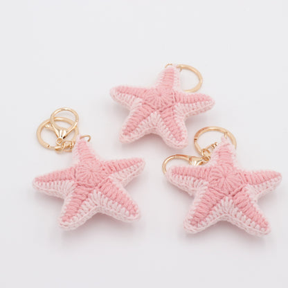 Handmade Crochet Starfish Keychain – Pink Ocean Bag Charm
