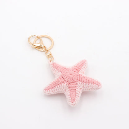 Handmade Crochet Starfish Keychain – Pink Ocean Bag Charm
