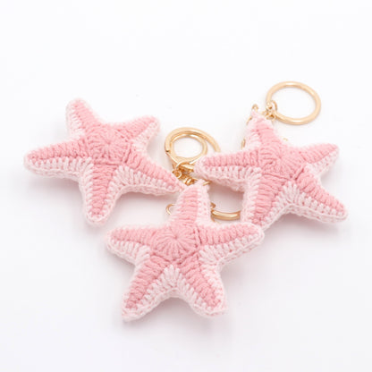 Handmade Crochet Starfish Keychain – Pink Ocean Bag Charm