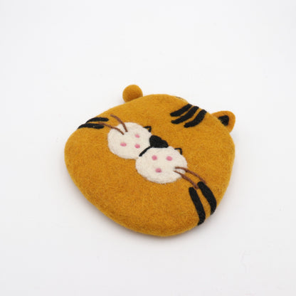 Felt Orange Cat Coin Pouch – Handmade Zipper Mini Bag