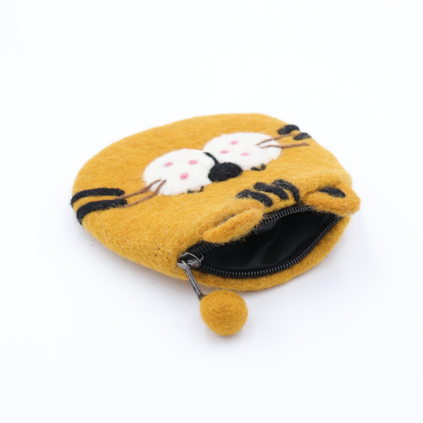 Felt Orange Cat Coin Pouch – Handmade Zipper Mini Bag