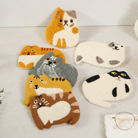 Handmade Felt Coffee Cup Mug Table  Coasters - Scaredy Cats