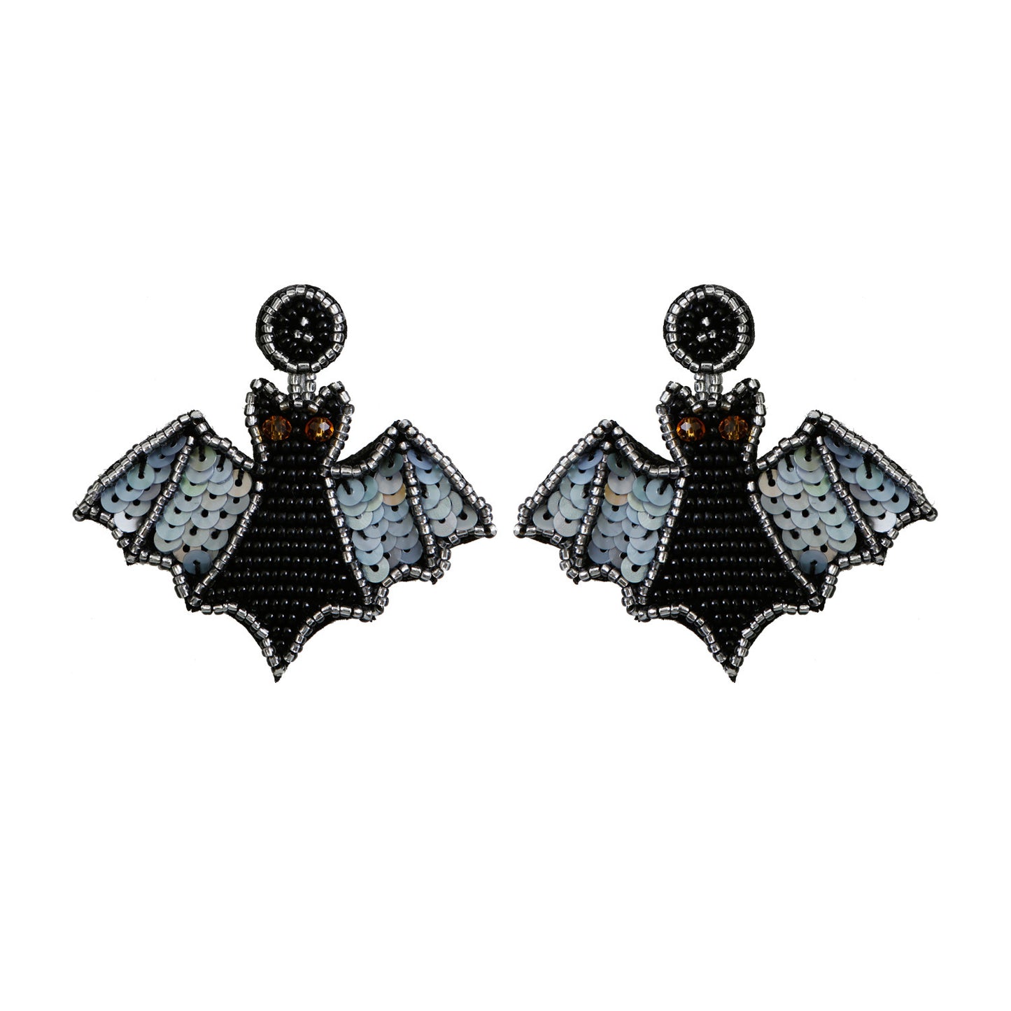 Beaded Bat Earrings – Handmade Sequin Wing Statement Dangles