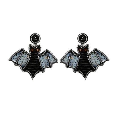 Beaded Bat Earrings – Handmade Sequin Wing Statement Dangles
