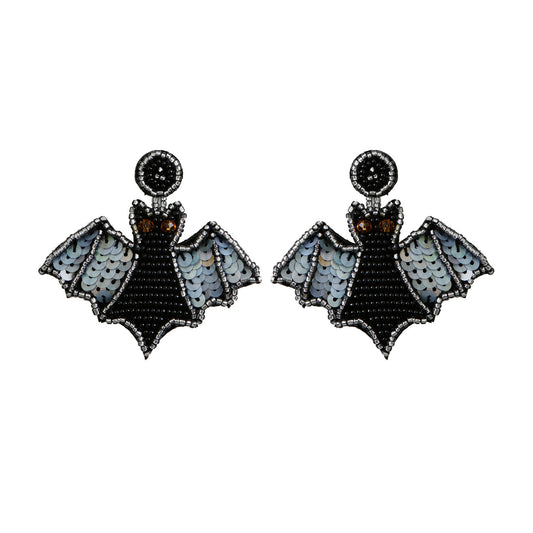 Beaded Bat Earrings – Handmade Sequin Wing Statement Dangles