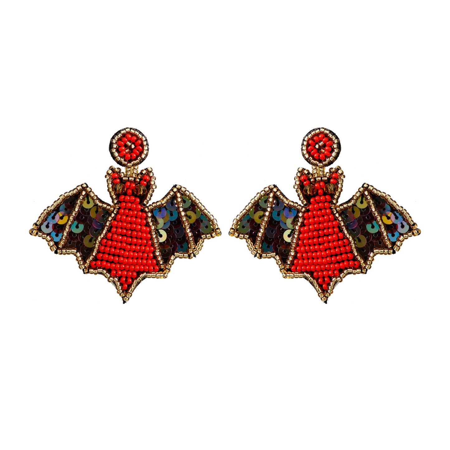 Beaded Bat Earrings – Handmade Sequin Wing Statement Dangles