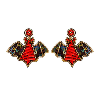 Beaded Bat Earrings – Handmade Sequin Wing Statement Dangles