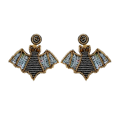 Beaded Bat Earrings – Handmade Sequin Wing Statement Dangles